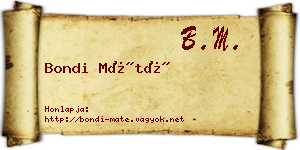 Bondi Máté névjegykártya